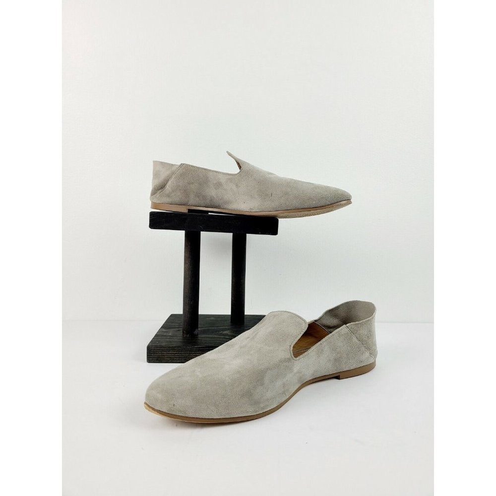Halogen Women's Suede Gray Collapsible Back Slip On Flats Sz 8M EUC